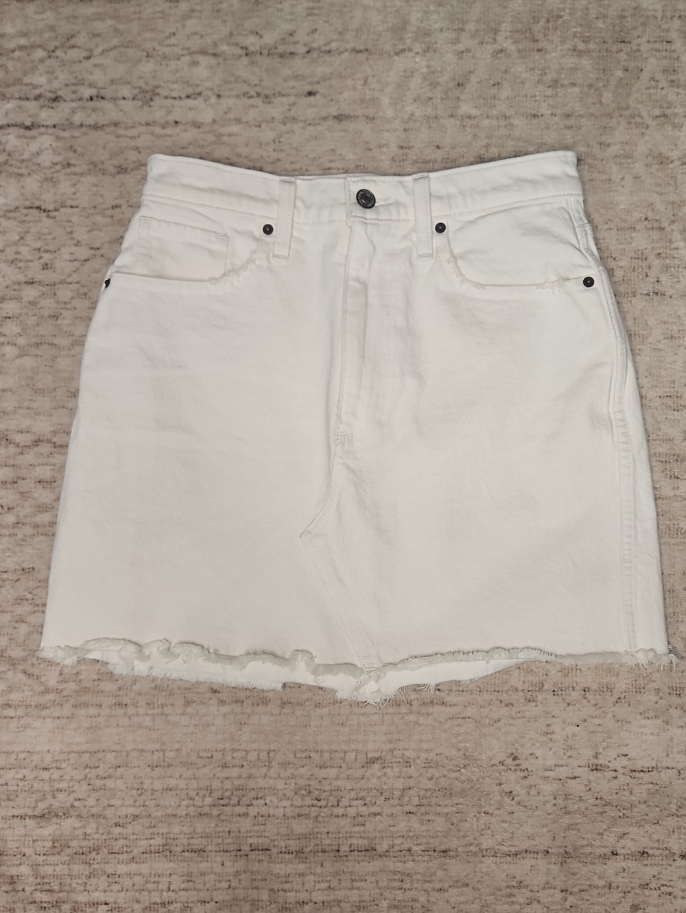 Abercrombie & Fitch Ultra High Rise Curve Love Denim Mini Skirt with Raw Hem